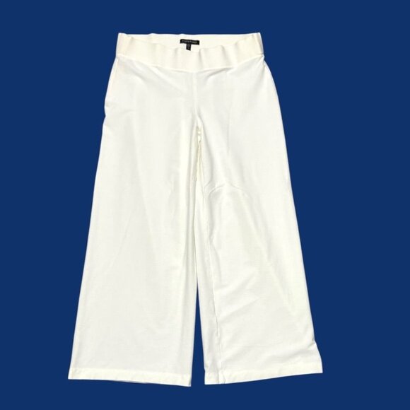 Eileen Fisher Stretch Crepe Crop Pant Petite Small Ecru Business Casual Summer - Picture 2 of 6